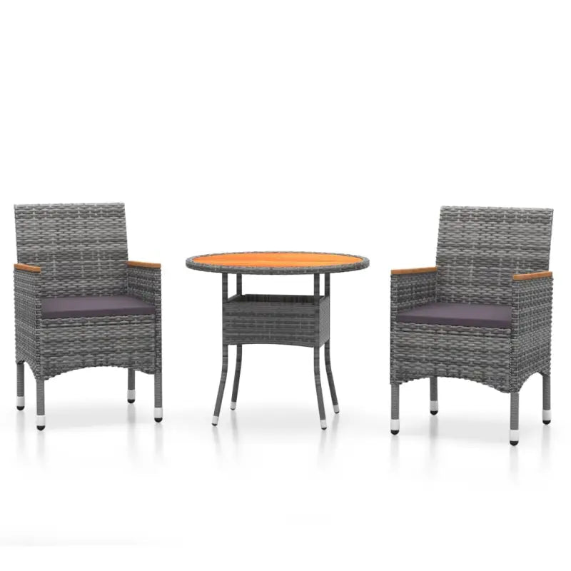 Elegante tuinset met poly rattan en massief acaciahout afmetingen - Grijs - Tuinsets