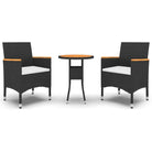 Elegante tuinset met poly rattan en massief acaciahout afmetingen - Zwart - Tuinsets