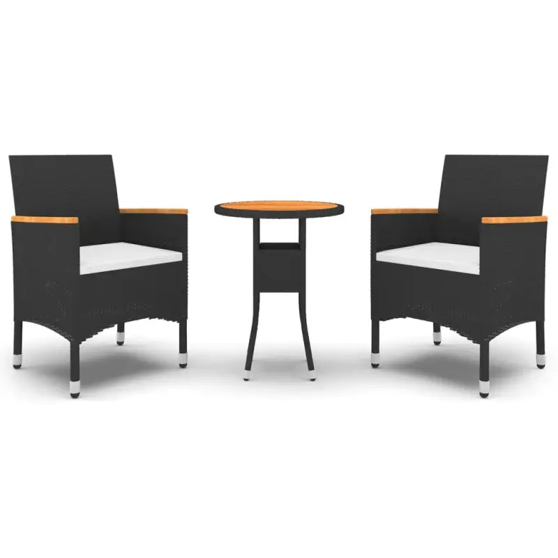 Elegante tuinset met poly rattan en massief acaciahout afmetingen - Zwart - Tuinsets