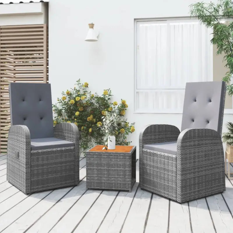 Elegante tuinset met poly rattan en materiaal vulling voor optimaal comfort - 2x stoel + tafel - Tuinsets