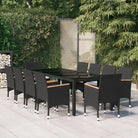 Elegante tuinset met poly rattan en stevige stalen frames - Zwart / 250 cm tafellengte - Tuinsets