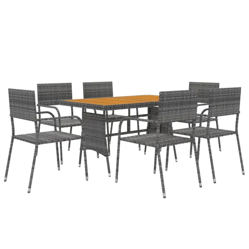 Elegante tuinset met waterdicht PE-rattan en massief acaciahout - Grijs - Tuinsets