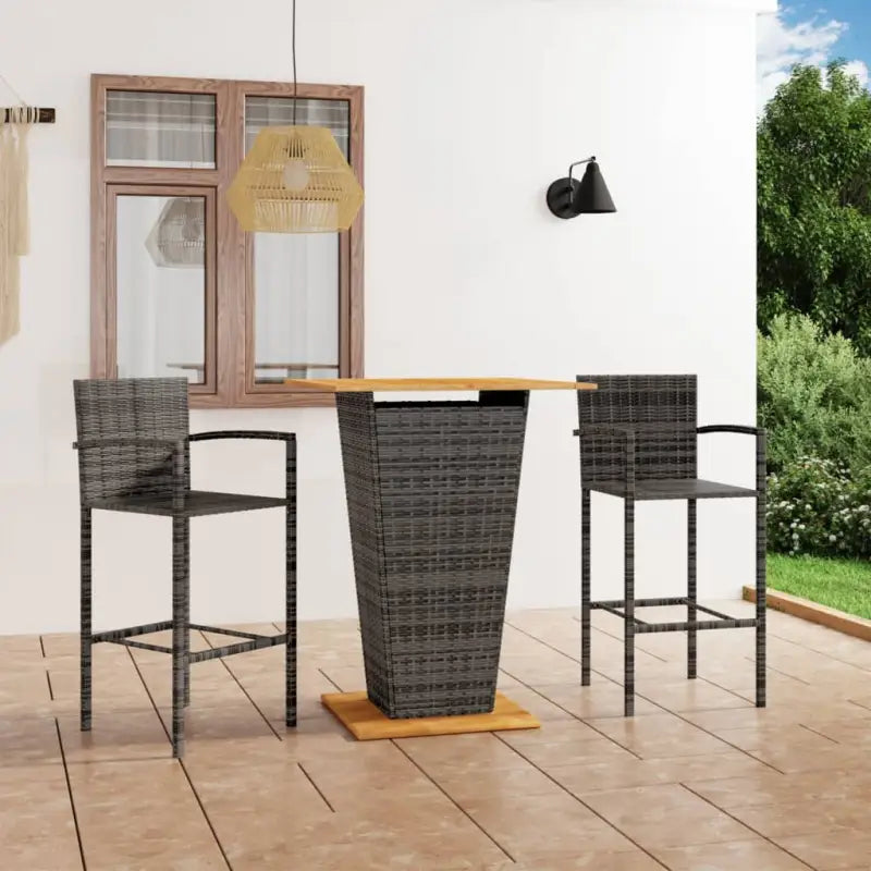 Elegante tuinset met zwart materiaal en gepoedercoat staal - Grijs - Tuinsets