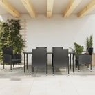 Elegante tuinset met zwart materiaal en poly rattan voor binnen en buiten - 200 cm tafellengte - Tuinsets