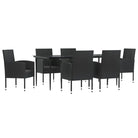 Elegante tuinset met zwart materiaal en poly rattan voor binnen en buiten - Tuinsets