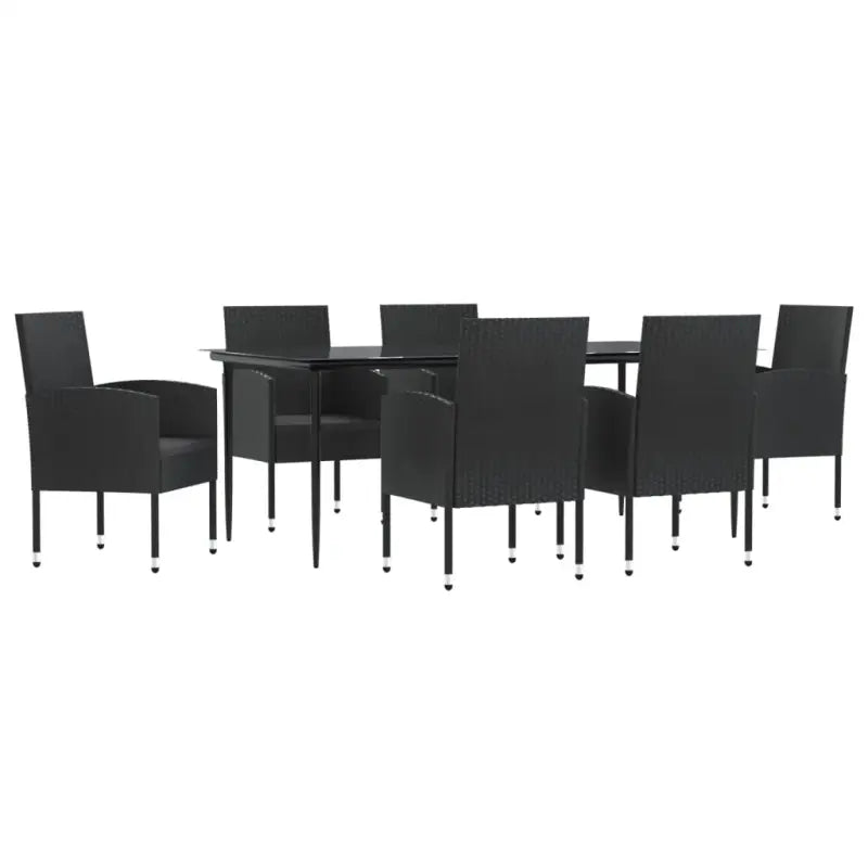 Elegante tuinset met zwart materiaal en poly rattan voor binnen en buiten - Tuinsets