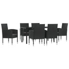 Elegante tuinset met zwart materiaal poly rattan en gehard glas - Tuinsets