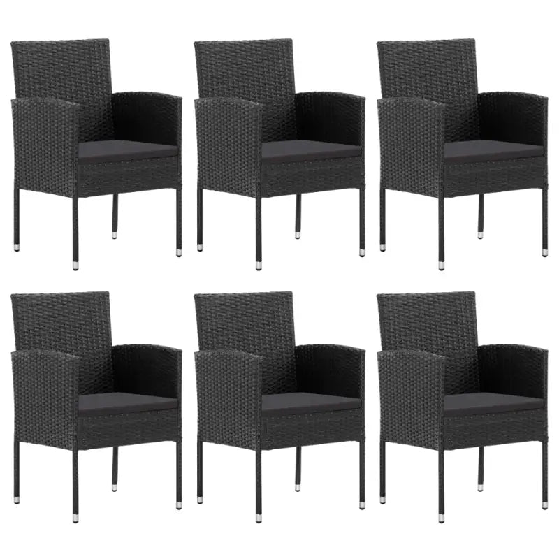 Elegante tuinset met zwart materiaal poly rattan en gehard glas - Tuinsets
