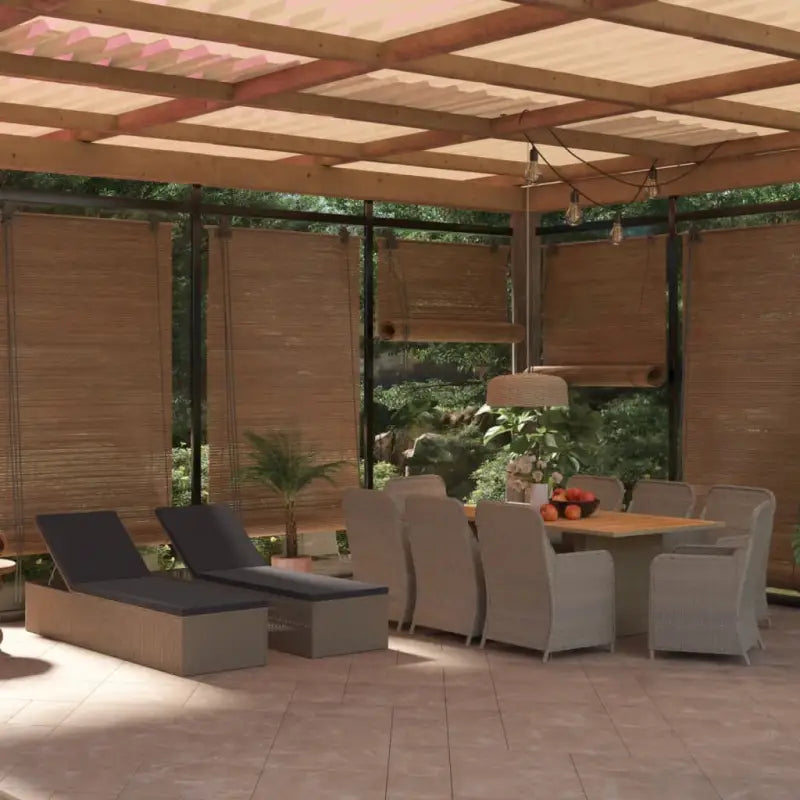 Elegante tuinset van gepoedercoat staal met verstelbare ligstoelen - Bruin - Tuinsets