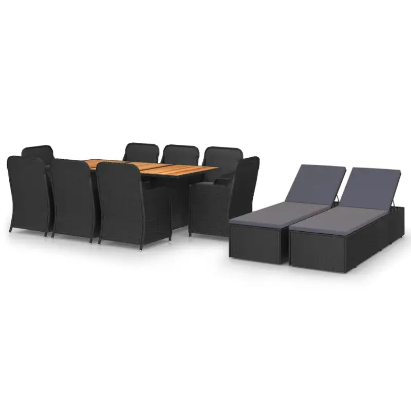 Elegante tuinset van gepoedercoat staal met verstelbare ligstoelen - Zwart en bruin - Tuinsets