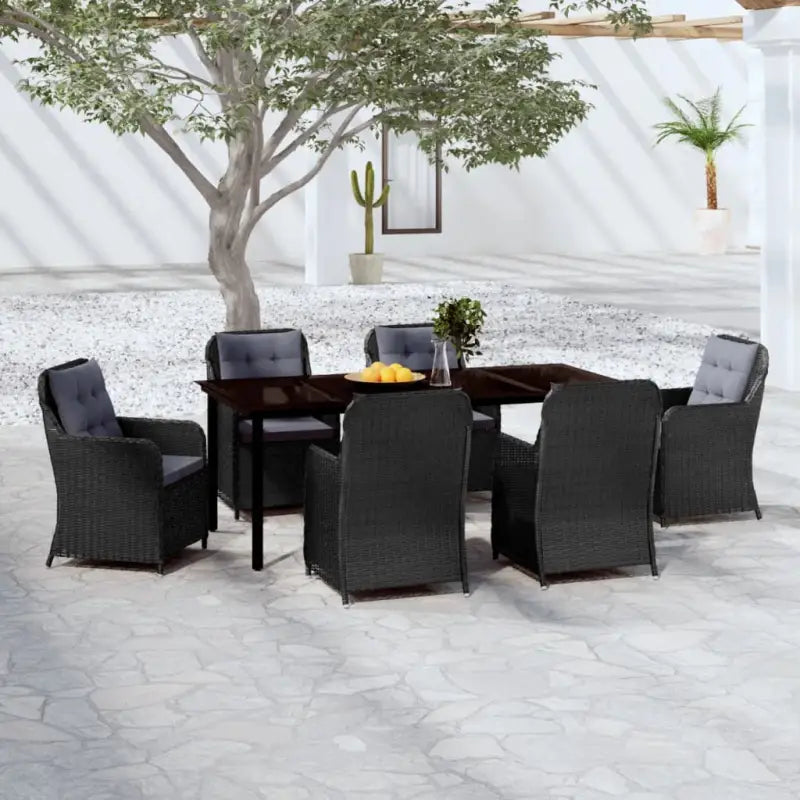 Elegante tuinset van gepoedercoat staal voor buitengebruik - Zwart / 200 cm tafellengte - Tuinsets