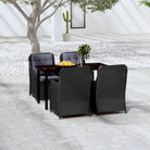 Elegante tuinset van gepoedercoat staal voor buitengebruik - Zwart / 140 cm tafellengte - Tuinsets