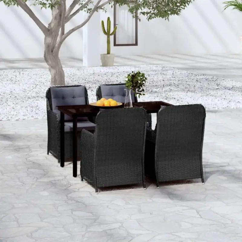 Elegante tuinset van gepoedercoat staal voor buitengebruik - Zwart / 140 cm tafellengte - Tuinsets