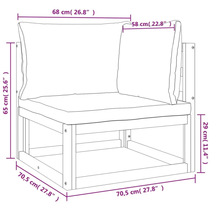 Elegante tuinset van massief acaciahout met comfortabele afmetingen rugkussen - Tuinsets