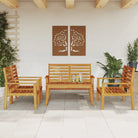 Elegante tuinset van massief acaciahout met olieafwerking en eenvoudige schoonmaak - Bruin / 2x chair + 2x bench