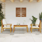 Elegante tuinset van massief acaciahout met olieafwerking en eenvoudige schoonmaak - Bruin en wit / 2x stoel + tafel