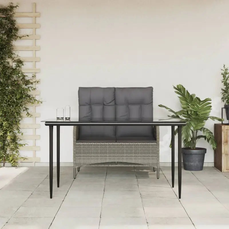 Elegante tuinset van poly rattan met gehard glas en gepoedercoat staal - 140 cm tafellengte / Bank + Tafel - Tuinsets