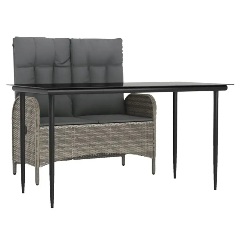 Elegante tuinset van poly rattan met gehard glas en gepoedercoat staal - Tuinsets