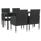 Elegante tuinset van poly rattan met gehard glas in zwart materiaal - Tuinsets