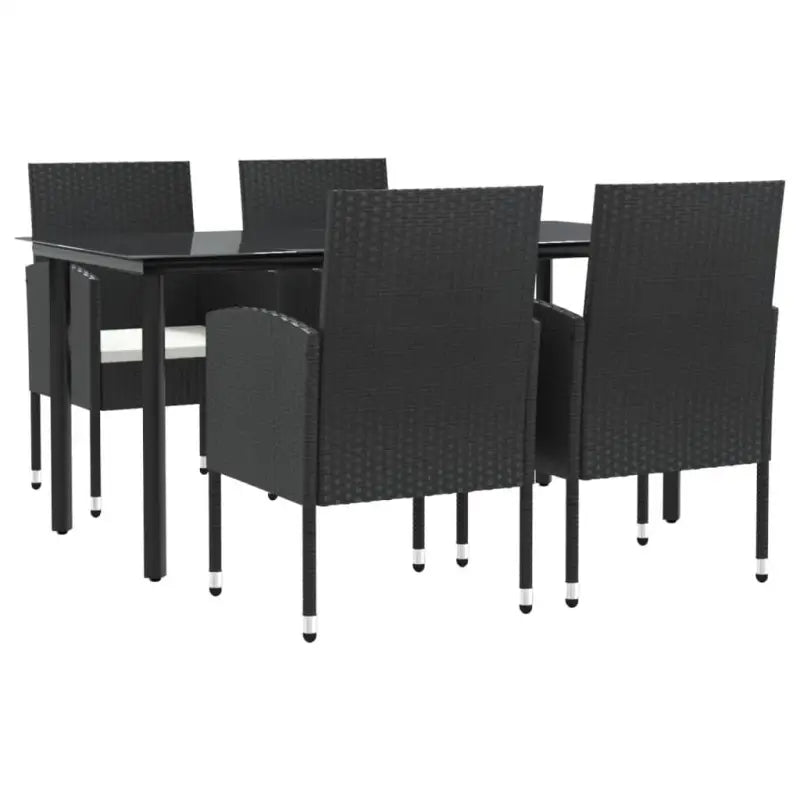 Elegante tuinset van poly rattan met gehard glas in zwart materiaal - Tuinsets