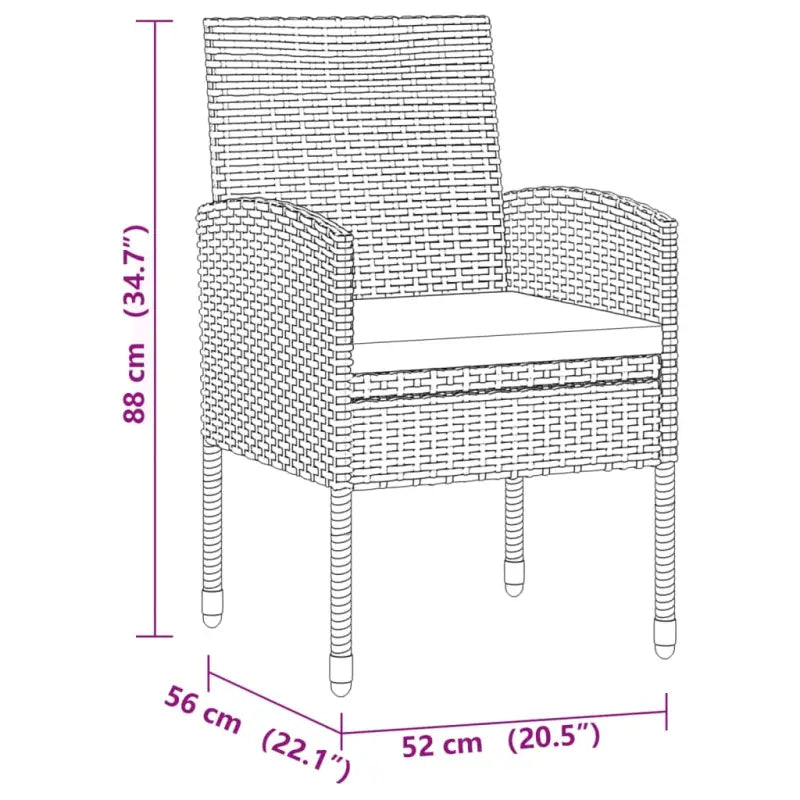 Elegante tuinset van waterdicht PE-rattan en massief acaciahout - Zwart - Tuinsets