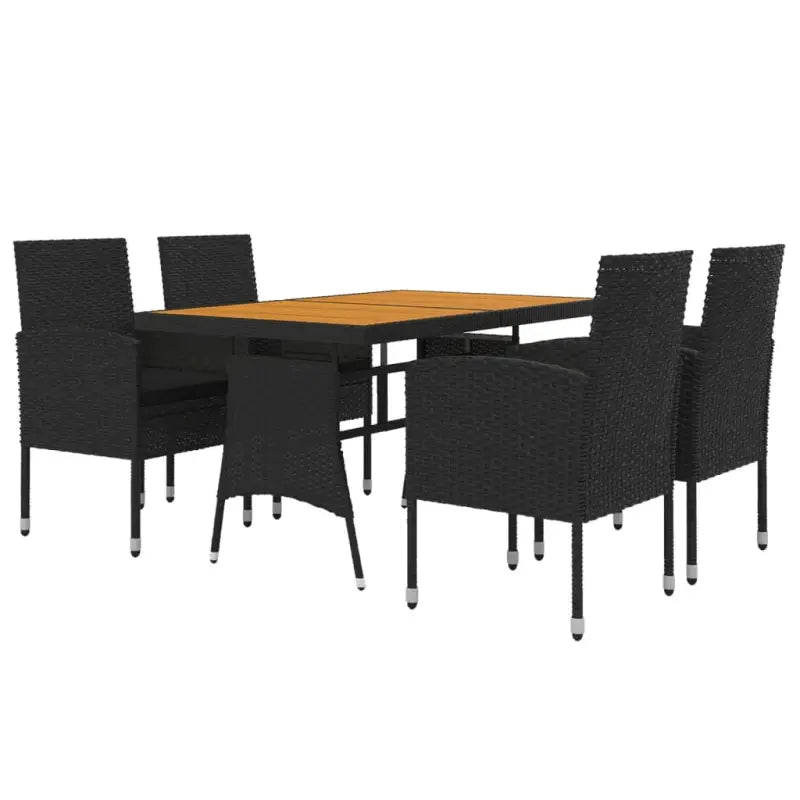 Elegante tuinset van waterdicht PE-rattan en massief acaciahout - Zwart - Tuinsets