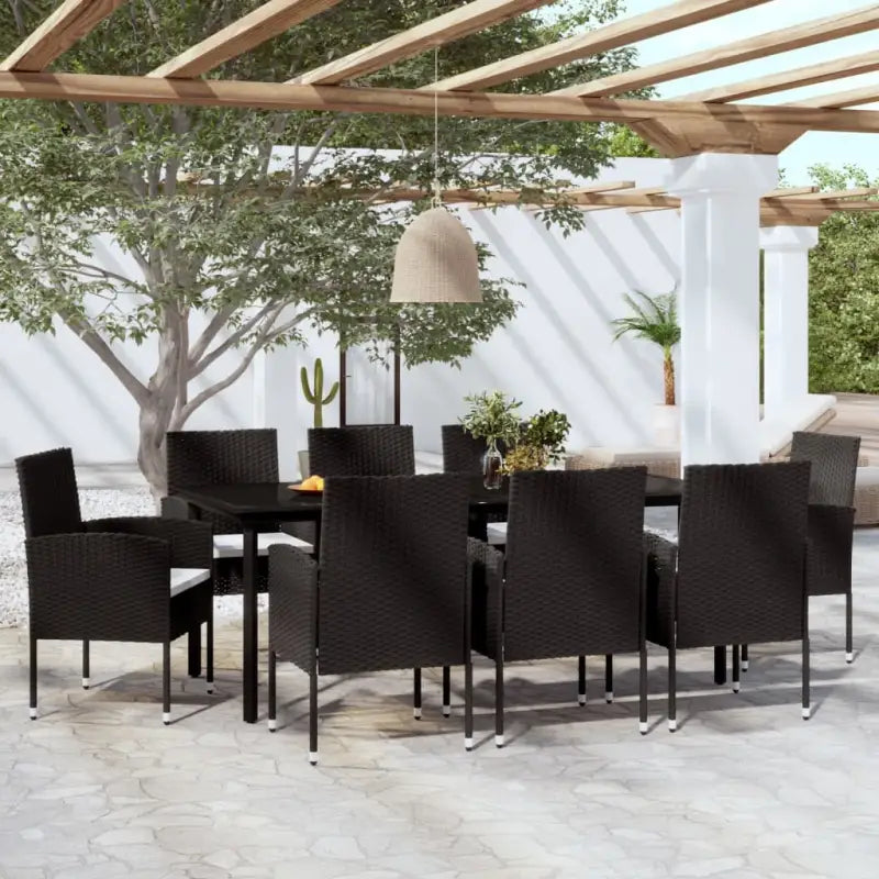 Elegante tuinset voor buiten met stevig stalen frame - Zwart / 200 cm tafellengte - Tuinsets