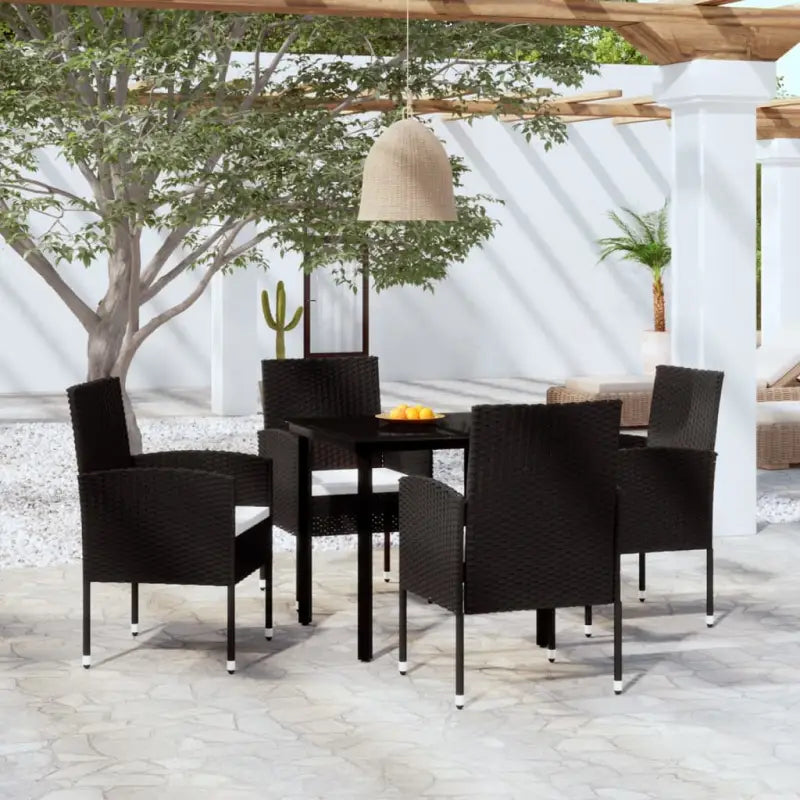 Elegante tuinset voor buiten met stevig stalen frame - Zwart / 80 cm tafellengte - Tuinsets