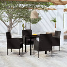 Elegante tuinset voor buiten met stevig stalen frame - Zwart en grijs / 80 cm tafellengte - Tuinsets