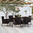Elegante tuinset voor buiten met stevig stalen frame - Zwart en grijs / 140 cm tafellengte - Tuinsets