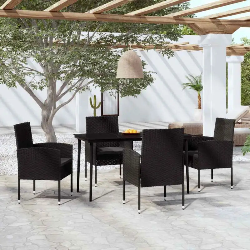 Elegante Tuinset voor Buiten met Stevige Stalen Constructie - Zwart en grijs / 140 cm tafellengte - Tuinsets