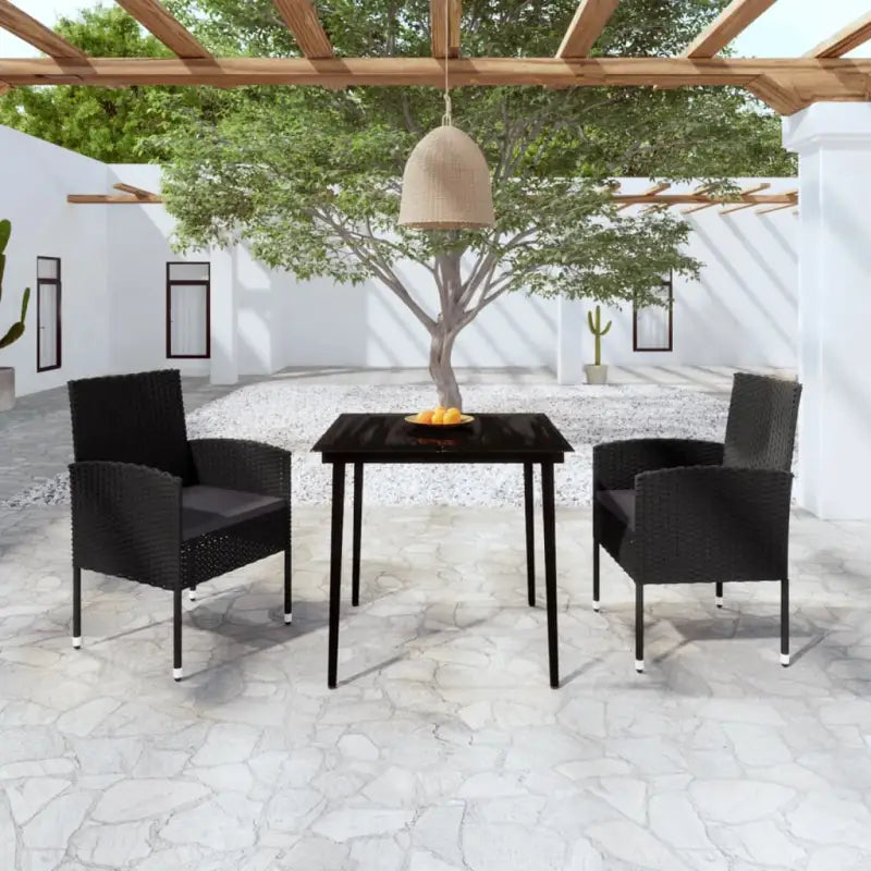 Elegante Tuinset voor Buiten met Stevige Stalen Constructie - Zwart en grijs / 80 cm tafellengte - Tuinsets