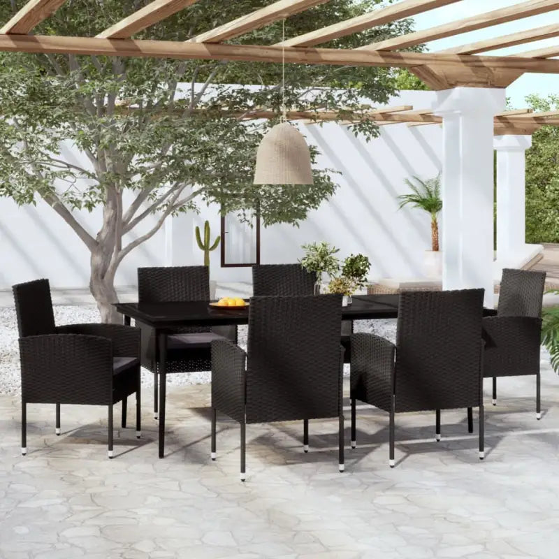 Elegante Tuinset voor Buiten met Stevige Stalen Constructie - Zwart en grijs / 200 cm tafellengte - Tuinsets