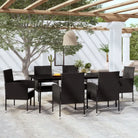 Elegante Tuinset voor Buiten met Stevige Stalen Constructie - Zwart / 200 cm tafellengte - Tuinsets