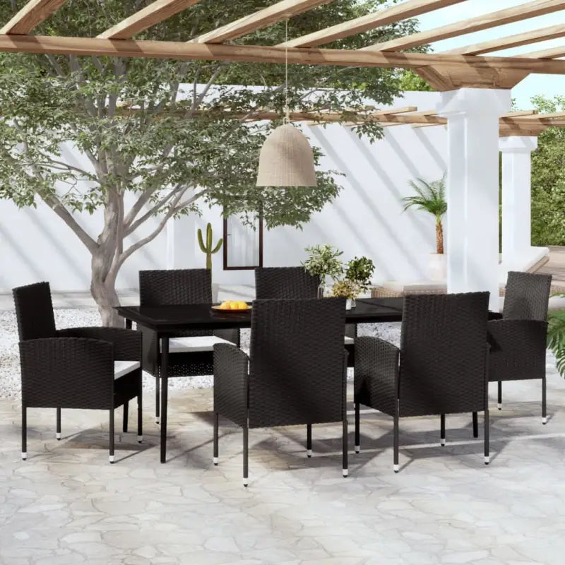 Elegante Tuinset voor Buiten met Stevige Stalen Constructie - Zwart / 200 cm tafellengte - Tuinsets