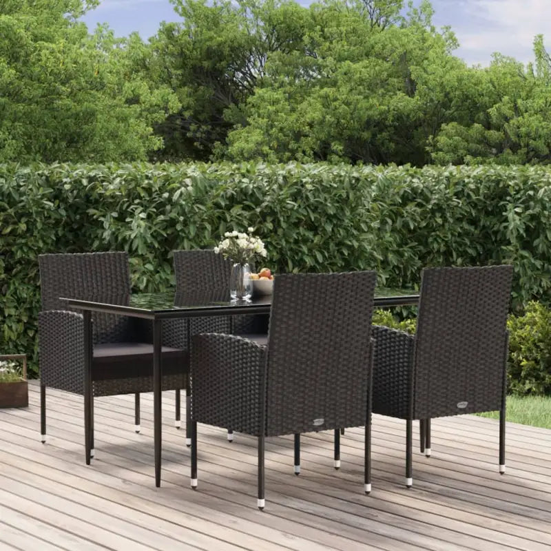 Elegante Tuinset voor Buiten met Stevige Stalen Constructie - Zwart en grijs / 160 cm tafellengte - Tuinsets