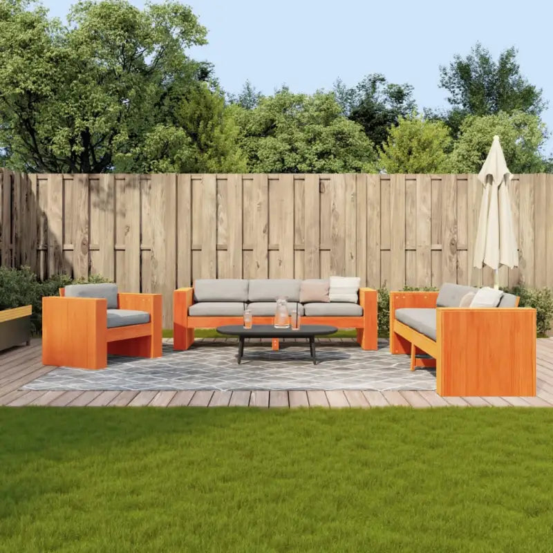 Elegante tuinsets van massief grenenhout met wasbruin materiaal - Tuinsets