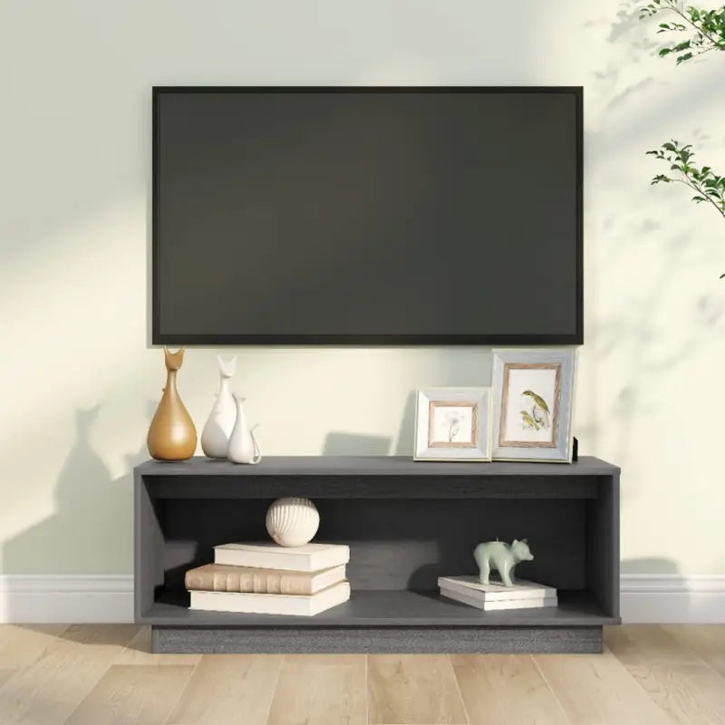 Elegante tv meubel van massief grenenhout met strakke lijnen - Grijs / 1 - Tv-meubels