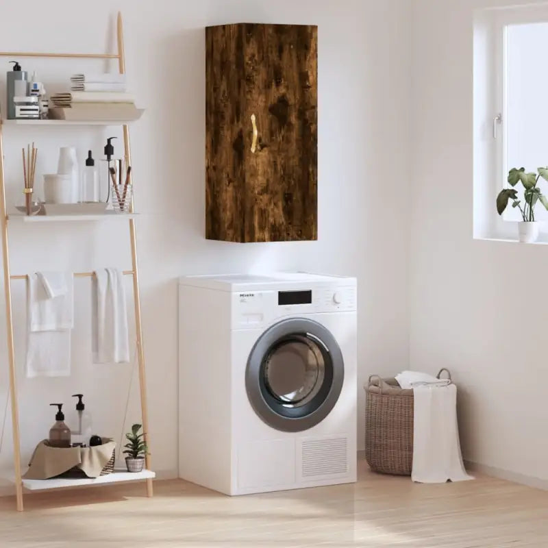 Elegante wandgemonteerde dressoir van bewerkt hout voor een tijdloze uitstraling - Gerookt eiken / 1 - Dressoirs &