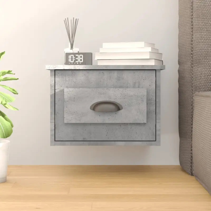 Elegante wandgemonteerde nachtkastje in grijs sonoma eiken design - Betongrijs / 1 - Nachtkastjes