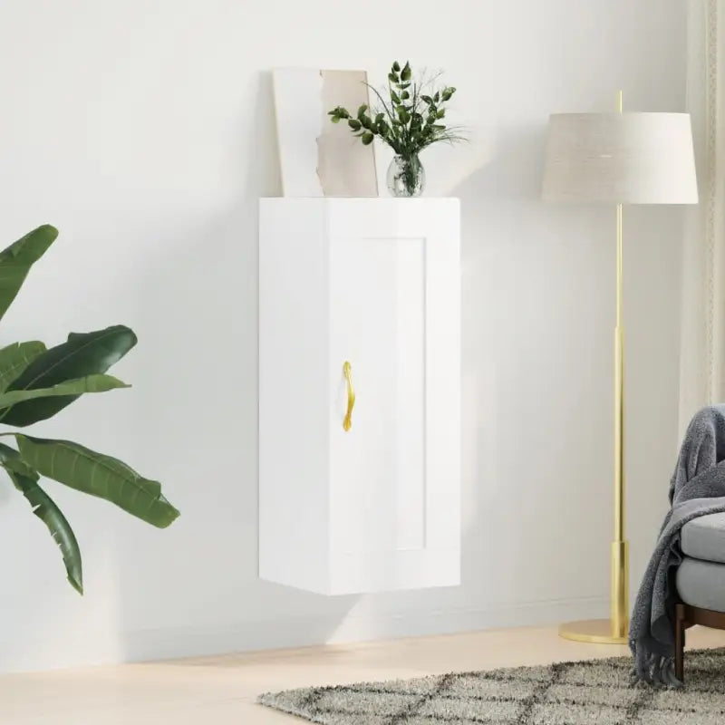 Elegante wandkast van bewerkt hout met tijdloos ontwerp - Hoogglans wit / 1 - Dressoirs & buffetkasten