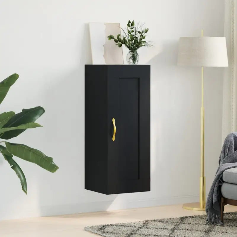Elegante wandkast van bewerkt hout met tijdloos ontwerp - Zwart / 1 - Dressoirs & buffetkasten
