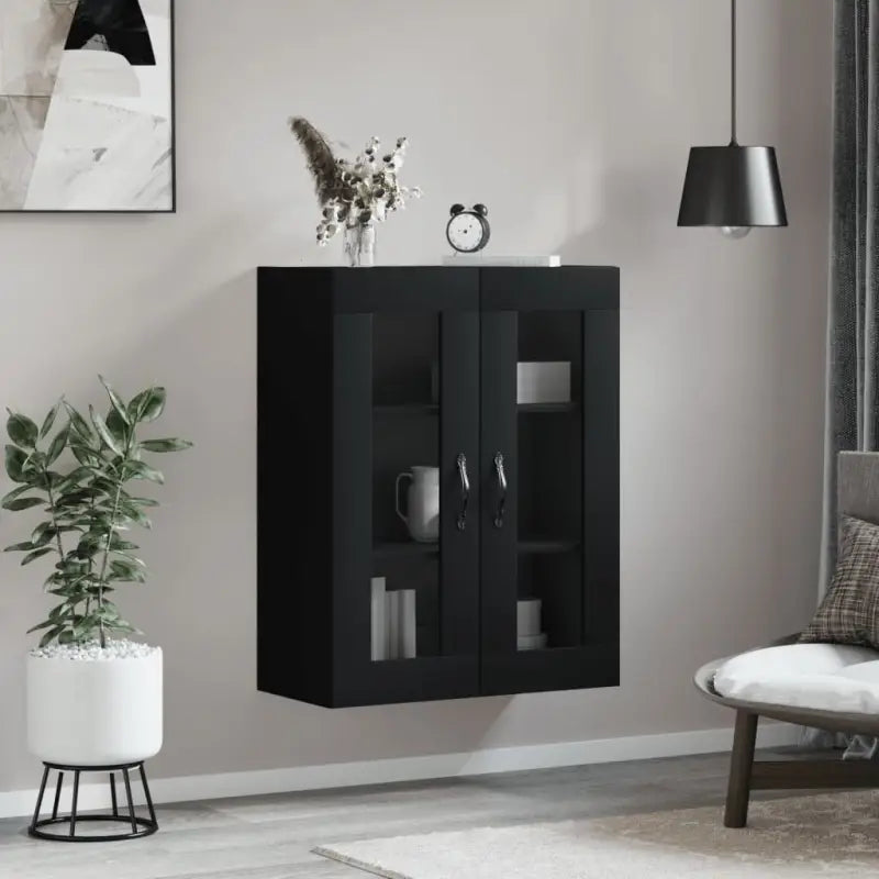 Elegante wandkast van bewerkt hout met tijdloos ontwerp - Zwart / 1 - Dressoirs & buffetkasten