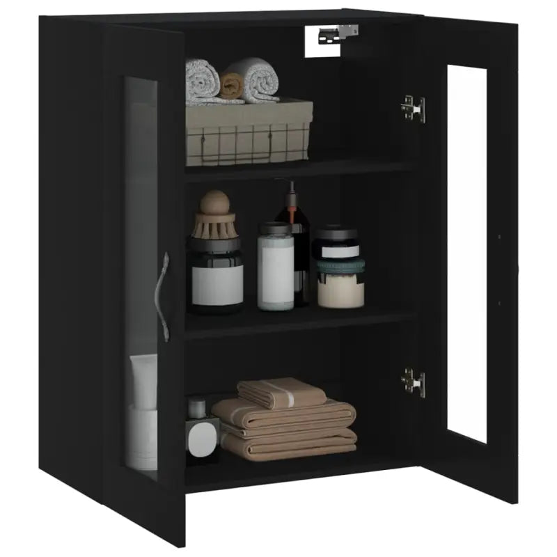 Elegante wandkast van bewerkt hout met tijdloos ontwerp - Zwart / 1 - Dressoirs & buffetkasten