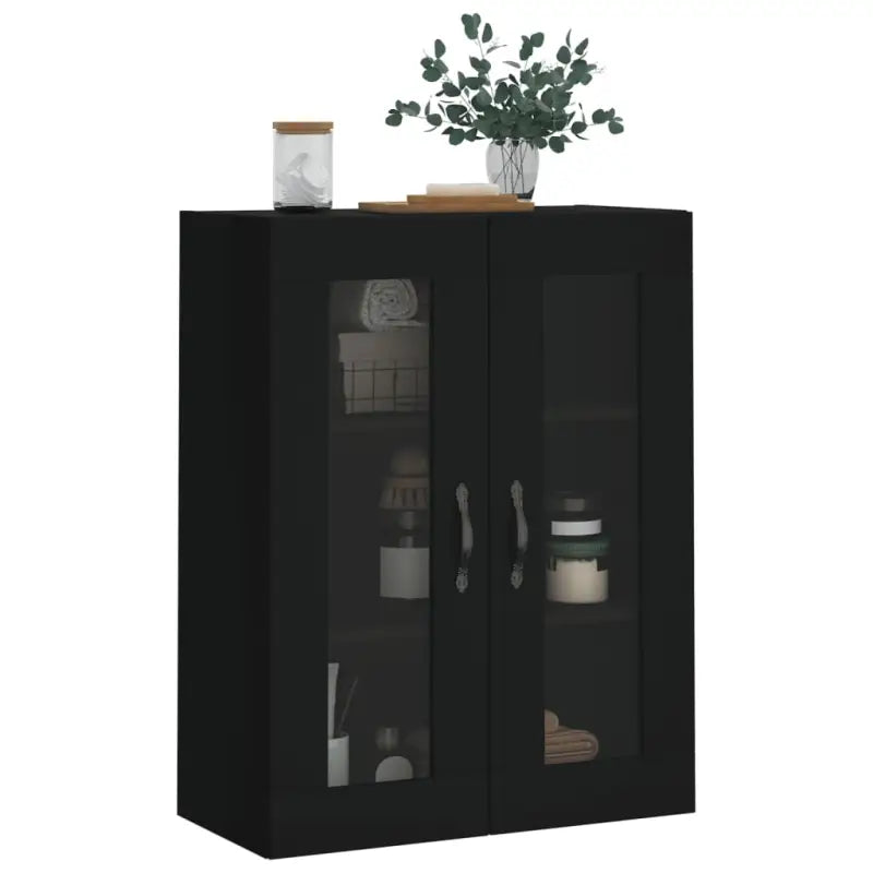 Elegante wandkast van bewerkt hout met tijdloos ontwerp - Zwart / 1 - Dressoirs & buffetkasten