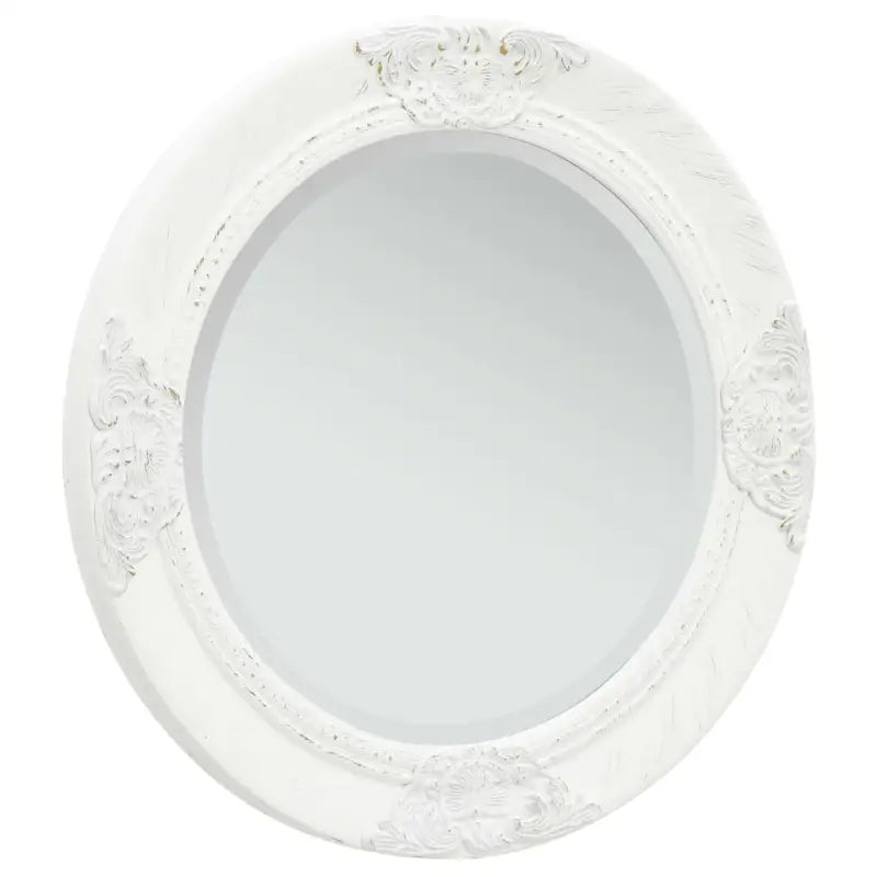 Elegante wandspiegel met antiek barok houten frame - Wit / Φ 50 cm / 1 - Spiegels