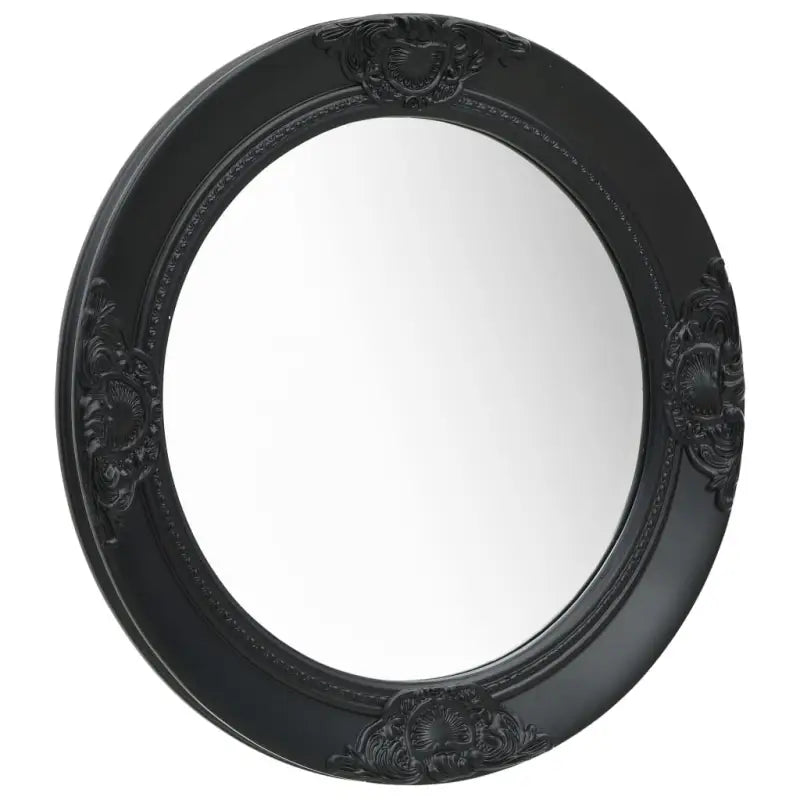 Elegante wandspiegel met antiek barok houten frame - Zwart / Φ 50 cm / 1 - Spiegels
