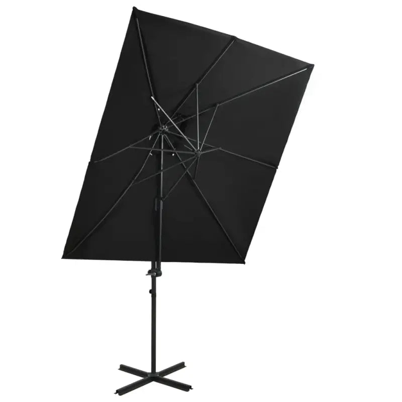 Elegante zweefparasol met dubbel dak voor schaduw en UV-bescherming - Zwart / 1 - Parasols en zonneschermen