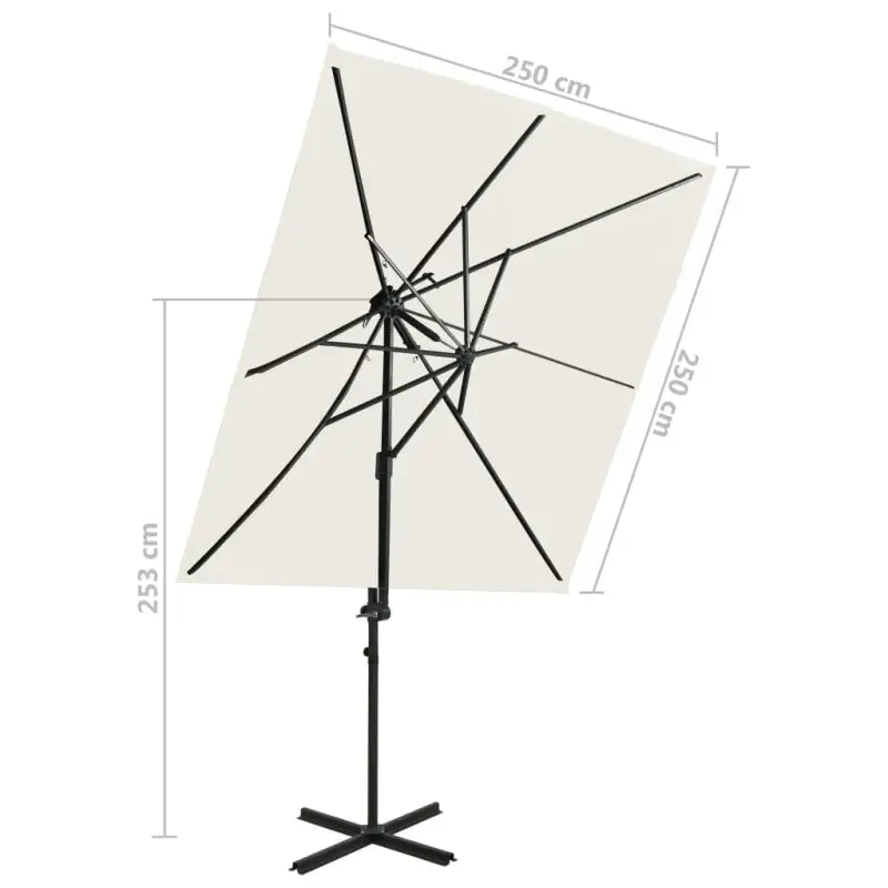 Elegante zweefparasol met dubbel dak voor schaduw en UV-bescherming - Parasols en zonneschermen