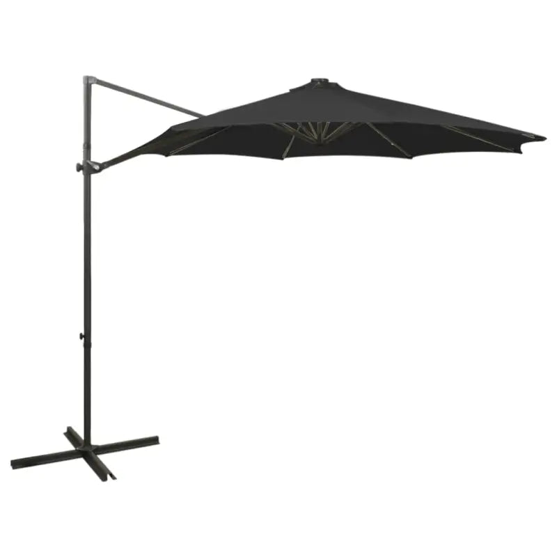 Elegante zweefparasol met LED-verlichting en bescherming tegen zware regenval - Zwart / 1 - Parasols en zonneschermen